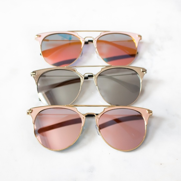 Rose Gold Retro Sunglasses Mirrored Lens - Picture 5 of 7